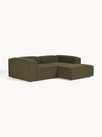 Modulares Ecksofa Lennon aus Bouclé, Bezug: Bouclé (100 % Polyester) , Gestell: Massives Kiefernholz, Spe, Füße: Kunststoff Dieses Produkt, Bouclé Olivgrün, B 238 x T 180 cm, Eckteil rechts