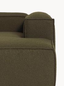 Modulares Ecksofa Lennon aus Bouclé, Bezug: Bouclé (100 % Polyester) , Gestell: Massives Kiefernholz, Spe, Füße: Kunststoff Dieses Produkt, Bouclé Olivgrün, B 238 x T 180 cm, Eckteil rechts