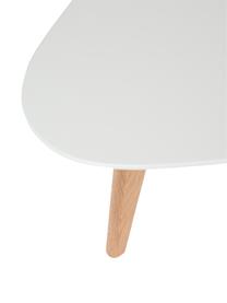 Set de mesas de centro ovaladas Nordic, 2 uds., Tablero: fibras de densidad media , Patas: madera de roble maciza, Blanco, madera de roble, Set de diferentes tamaños