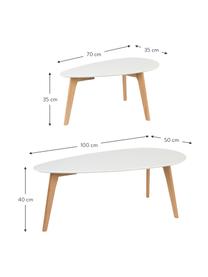 Ovales Couchtisch-Set Nordic, 2-tlg., Beine: Massives Eichenholz Da Na, Holz, weiss lackiert, Set mit verschiedenen Grössen