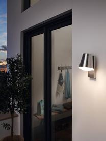 Outdoor wandlamp Caldiero met bewegingssensor, Lampenkap: edelstaal, Diffuser: kunststof, Edelstaalkleurig, B 14 x H 24 cm