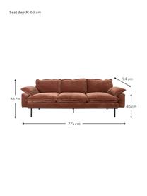 Samt-Sofa Magnolia (3-Sitzer) mit Metall-Füßen, Bezug: Samt (100% Polyester), Füße: Metall, pulverbeschichtet, Samt Rot, B 225 x T 94 cm