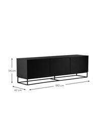 Mueble TV Lyckeby, Estructura: tablero de fibras de dens, Patas: metal con pintura en polv, Negro, An 180 x Al 54 cm