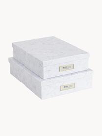 Komplet pudełek do przechowywania Rasmus II, 2 elem., Biały, marmurowy, Komplet z różnymi rozmiarami