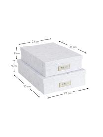 Boîtes de rangement Rasmus II, 2 élém., Blanc, marbré, Lot de différentes tailles