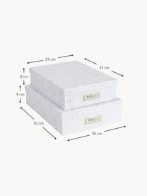 Aufbewahrungsboxen Rasmus II, 2er-Set, Dekor: Metall, Weiß, marmoriert, Set mit verschiedenen Größen