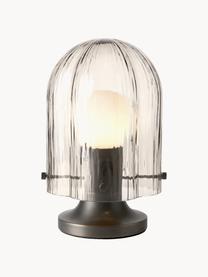 Lampada da tavolo piccola in vetro soffiato Seine, Paralume: vetro, Struttura: ottone, brunito, Trasparente, marrone scuro, Ø 16 x Alt. 26 cm