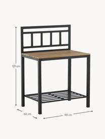 Consola de jardín México, Estructura: aluminio recubierto, Parte superior: madera de teca, maciza, Teca, negro, An 90 x Al 127 cm