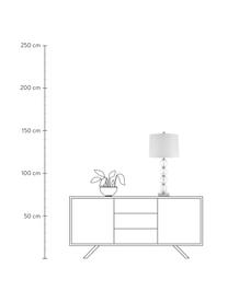 Grote tafellampen Luisa, 2 stuks, Lampenkap: polyester, Lampvoet: glas, Voetstuk: metaal, Lampenkap: wit. Lampvoet: transparant, Ø 38 x H 76 cm