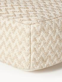 Handgefertigtes Bodenkissen Etta, Vorderseite: 70 % Baumwolle, 30 % Jute, Rückseite: 100 % Baumwolle, Hellbeige, Off White, B 60 x H 20 cm