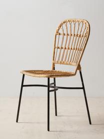 Sedia in rattan Adriana, Seduta: rattan, Cornice: metallo verniciato, Beige, Larg. 50 x Prof. 41 cm