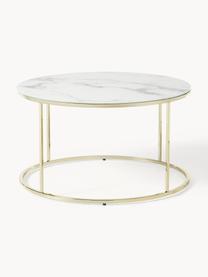 Table basse ronde look marbre Antigua, Blanc look marbre, doré, Ø 80 cm