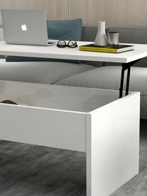 Tavolino da salotto con funzione di sollevamento e contenitore Akilli, Truciolare melaminico, Bianco, Larg. 90 x Alt. 45 cm