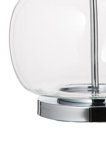 Tafellamp Amelia van transparant glas, Lampvoet: glas, Lampenkap: katoen, Voetstuk: verchroomd metaal, Donkerblauw, Ø 28 x H 41 cm