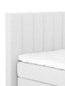 Letto Boxspring Premium Lacey, Materasso: a molle insacchettate a 7, Piedini: legno di faggio massiccio, Grigio chiaro, 200 x 200