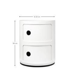 Design Container Componibili, 2 Elemente, Thermoplastisches Technopolymer aus recyceltem Industrieausschuss, Greenguard-zertifiziert, Weiß, matt, Ø 32 x H 40 cm