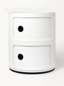 Contenitore di design con 2 cassetti Componibili, Tecnopolimero termoplastico ricavato da materiale industriale riciclato, certificato Greenguard, Bianco lucido, Ø 32 x Alt. 40 cm