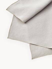 Servilletas de lino con ribete Kennedy, 4 uds., 100% lino lavado con certificado European Flax, Gris claro, An 45 x L 45 cm