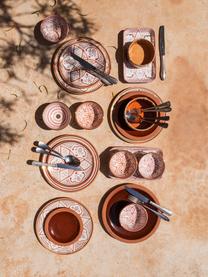 Ručně vyrobený marocký snídaňový talíř Beldi, Keramika, Oranžová, krémová, zlatá, Ø 20 cm