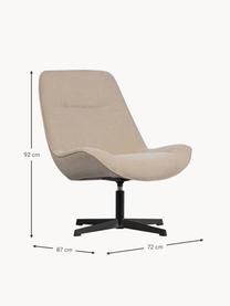 Silla giratoria de chenilla Stach, Tapizado: chenilla (100% poliéster), Estructura: plástico, metal revestido, Chenilla beige, negro, An 72 x F 87 cm