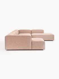 Sofa modułowa z mieszanki lnu Lennon, Tapicerka: 50% wiskoza, 25% len, 15%, Nogi: tworzywo sztuczne Ten pro, Rdzwoczerwona mieszanka lnu, S 418 x G 269 cm, prawostronna