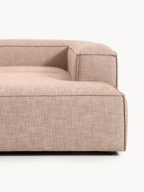 Sofa modułowa z mieszanki lnu Lennon, Tapicerka: 50% wiskoza, 25% len, 15%, Nogi: tworzywo sztuczne Ten pro, Rdzwoczerwona mieszanka lnu, S 418 x G 269 cm, prawostronna