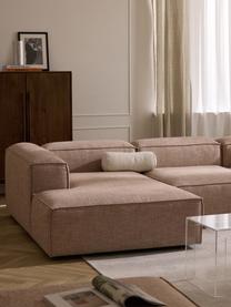 Sofa modułowa z mieszanki lnu Lennon, Tapicerka: 50% wiskoza, 25% len, 15%, Nogi: tworzywo sztuczne Ten pro, Rdzwoczerwona mieszanka lnu, S 418 x G 269 cm, prawostronna