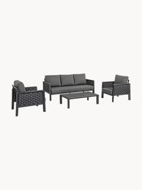 Garten-Lounge-Set Otavio, 4-tlg., Gestell: Aluminium, beschichtet, Tischplatte: Keramik, Webstoff Dunkelgrau, Anthrazit, Set mit verschiedenen Grössen