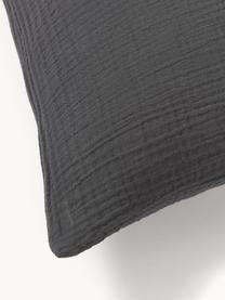 Poszewka na poduszkę z muślinu bawełnianego Odile, Ciemny szary, S 40 x D 80 cm