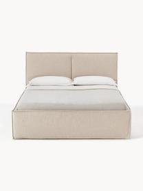 Gestoffeerd bed Dream, Bekleding: polyester (gestructureerd, Frame: massief grenenhout en pla, Geweven stof beige, B 160 x L 200 cm