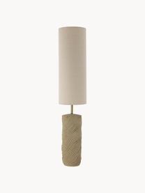 Kleine vloerlamp Payah van keramiek, Lampenkap: linnen, Lampvoet: keramiek, Crèmewit, beige, H 110 cm