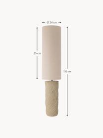 Kleine vloerlamp Payah van keramiek, Lampenkap: linnen, Lampvoet: keramiek, Crèmewit, beige, H 110 cm