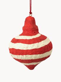 Ciondoli per albero di Natale Pulp 4 pz, Polpa di cotone, Rosso, bianco latte, Ø 8 x Alt. 9 cm