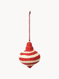 Ciondoli per albero di Natale Pulp 4 pz, Polpa di cotone, Rosso, bianco latte, Ø 8 x Alt. 9 cm