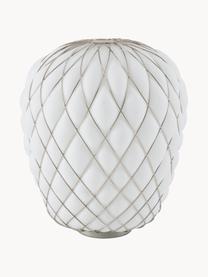 Grosse Tischlampe Pinecone, handgefertigt, Lampenschirm: Glas, Metall, galvanisier, Weiss, Silberfarben, Ø 50 x H 52 cm