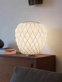 Große Tischlampe Pinecone, handgefertigt, Lampenschirm: Glas, Metall, galvanisier, Weiß, Silberfarben, Ø 50 x H 52 cm