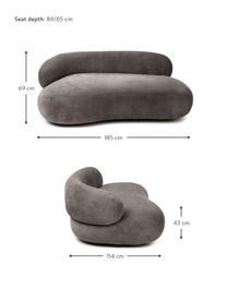 Divano curvo 2 posti Alba, Rivestimento: 97% poliestere, 3% nylon , Struttura: legno massiccio di abete , Piedini: plastica, Tessuto taupe, Larg. 185 x Prof. 114 cm, schienale a sinistra