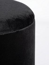 Zamatová taburetka s úložným priestorom Polina, Zamatová čierna, Ø 35 x V 45 cm