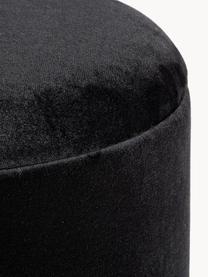 Pouf contenitore in velluto Polina, Rivestimento: velluto di poliestere Con, Struttura: pannello di fibra a media, Struttura: acciaio, verniciato, Velluto nero, Ø 35 x Alt. 45 cm