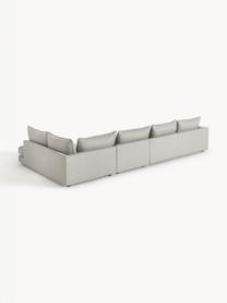 Sofa narożna XL Tribeca, Tapicerka: 100% poliester Dzięki tka, Stelaż: lite drewno sosnowe z cer, Nogi: lite drewno sosnowe z cer, Jasnoszara tkanina, S 405 x G 228 cm, lewostronna