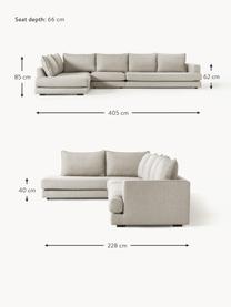 XL-Ecksofa Tribeca, Bezug: 100 % Polyester Der hochw, Gestell: Massives Kiefernholz, FSC, Füße: Massives Buchenholz, lack, Webstoff Hellgrau, B 405 x T 228 cm, Eckteil links