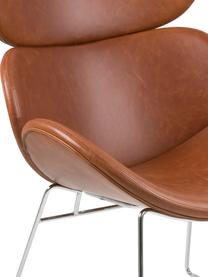 Fauteuil lounge moderne, en cuir synthétique Cazar, Cognac, chrome