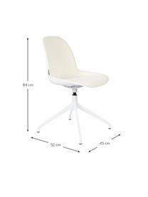 Chaise de bureau tissu bouclé blanc Albert, Tissu bouclé blanc crème, larg. 45 x prof. 52 cm