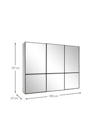 Šatníková skriňa s posuvnými dverami Montreal, 3-dverová, Biela, priehľadná, Š 300 x V 217 cm