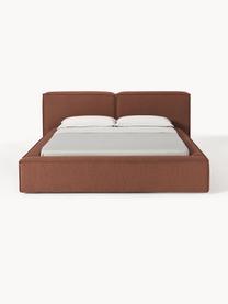 Gestoffeerd bed Lennon, Bekleding: 100% polyester Met 115.00, Frame: massief grenenhout, FSC-g, Poten: hout, FSC-gecertificeerd,, Geweven stof nougatkleurig, B 208 x D 243 cm (ligvlak 140 x 200 cm)