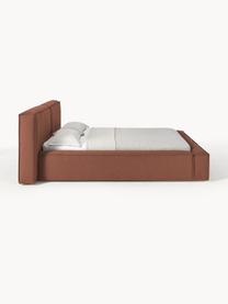 Gestoffeerd bed Lennon, Bekleding: 100% polyester Met 115.00, Frame: massief grenenhout, FSC-g, Poten: hout, FSC-gecertificeerd,, Geweven stof nougatkleurig, B 208 x D 243 cm (ligvlak 140 x 200 cm)