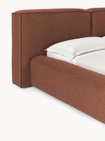 Gestoffeerd bed Lennon, Bekleding: 100% polyester Met 115.00, Frame: massief grenenhout, FSC-g, Poten: hout, FSC-gecertificeerd,, Geweven stof nougatkleurig, B 208 x D 243 cm (ligvlak 140 x 200 cm)