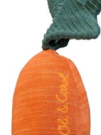 Handgemaakt katoenen knuffelkussen Cathy de Wortel, Bekleding: 100% katoen, Oranje, donkergroen, B 25 x L 40 cm