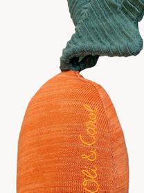 Handgemaakt katoenen knuffelkussen Cathy de Wortel, Bekleding: 100% katoen, Oranje, donkergroen, B 25 x L 40 cm