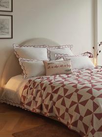 Baumwollperkal-Bettdeckenbezug Atina mit gewelltem Stehsaum, Webart: Perkal Fadendichte 200 TC, Weiß, Rot, B 200 x L 200 cm